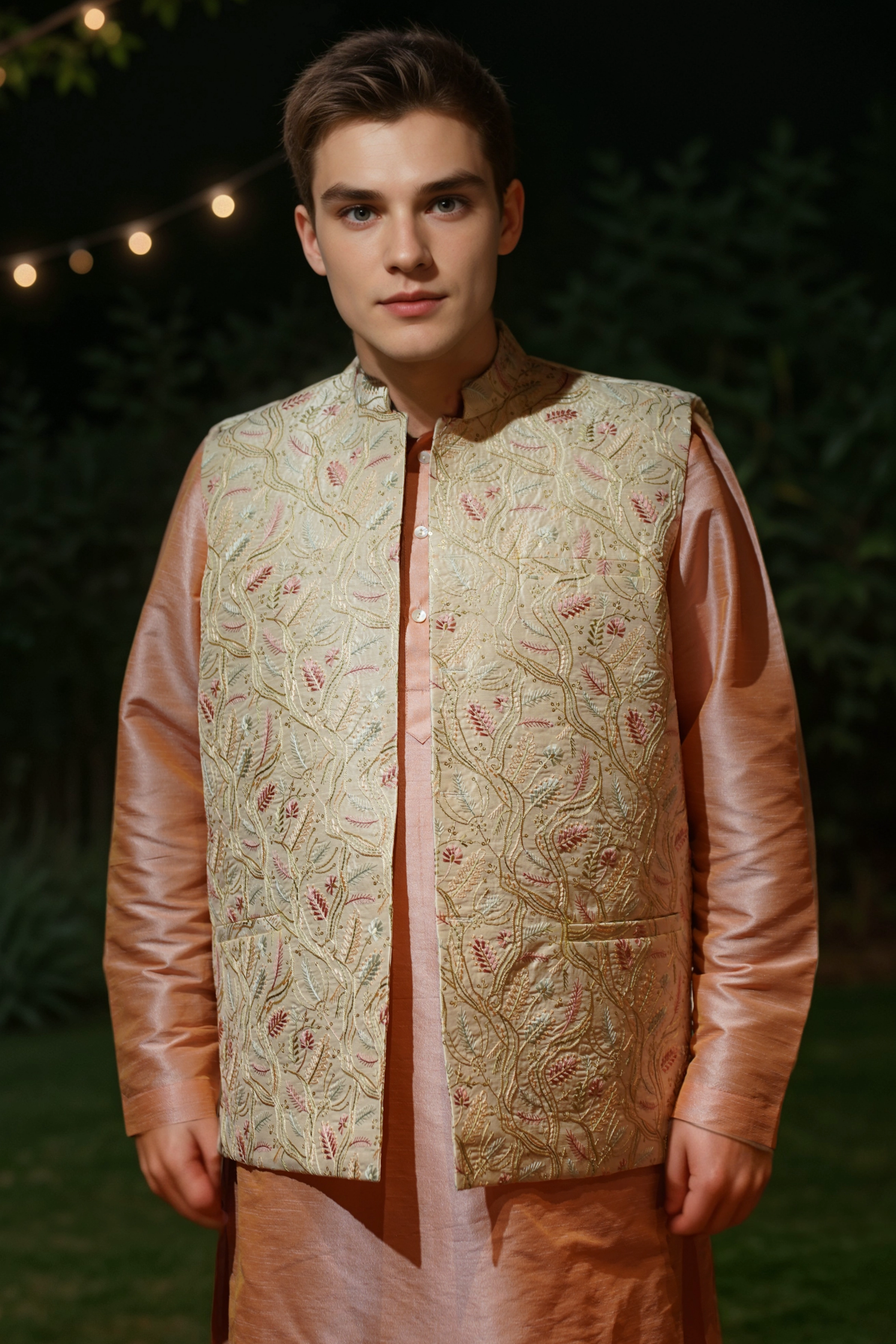 Peachy Blush Kurta Jacket Set