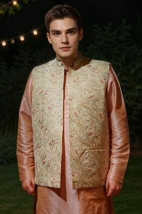 Peachy Blush Kurta Jacket Set