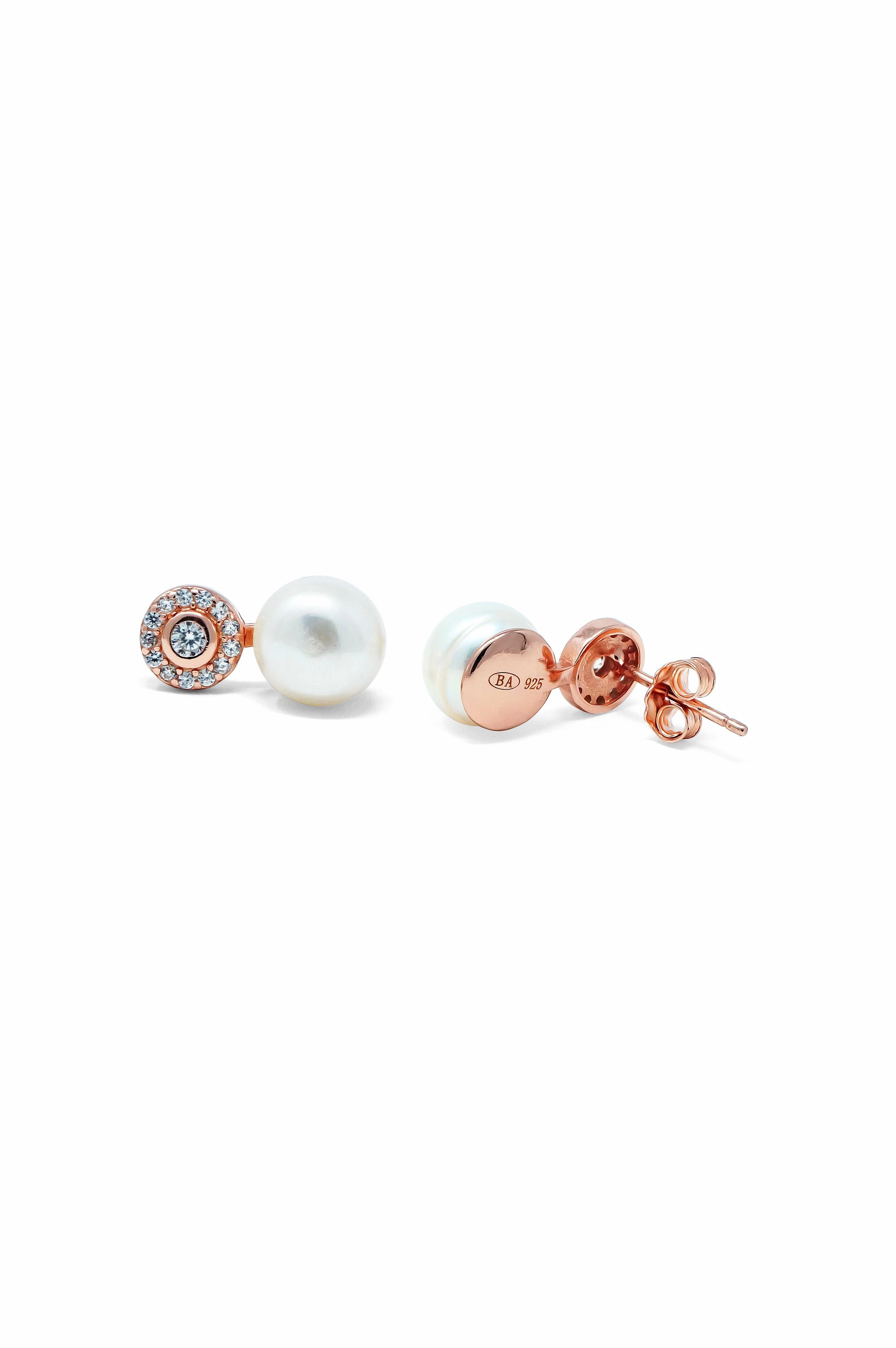 Pearl Blush Drop Rose Gold Plated Sterling Silver Earrings