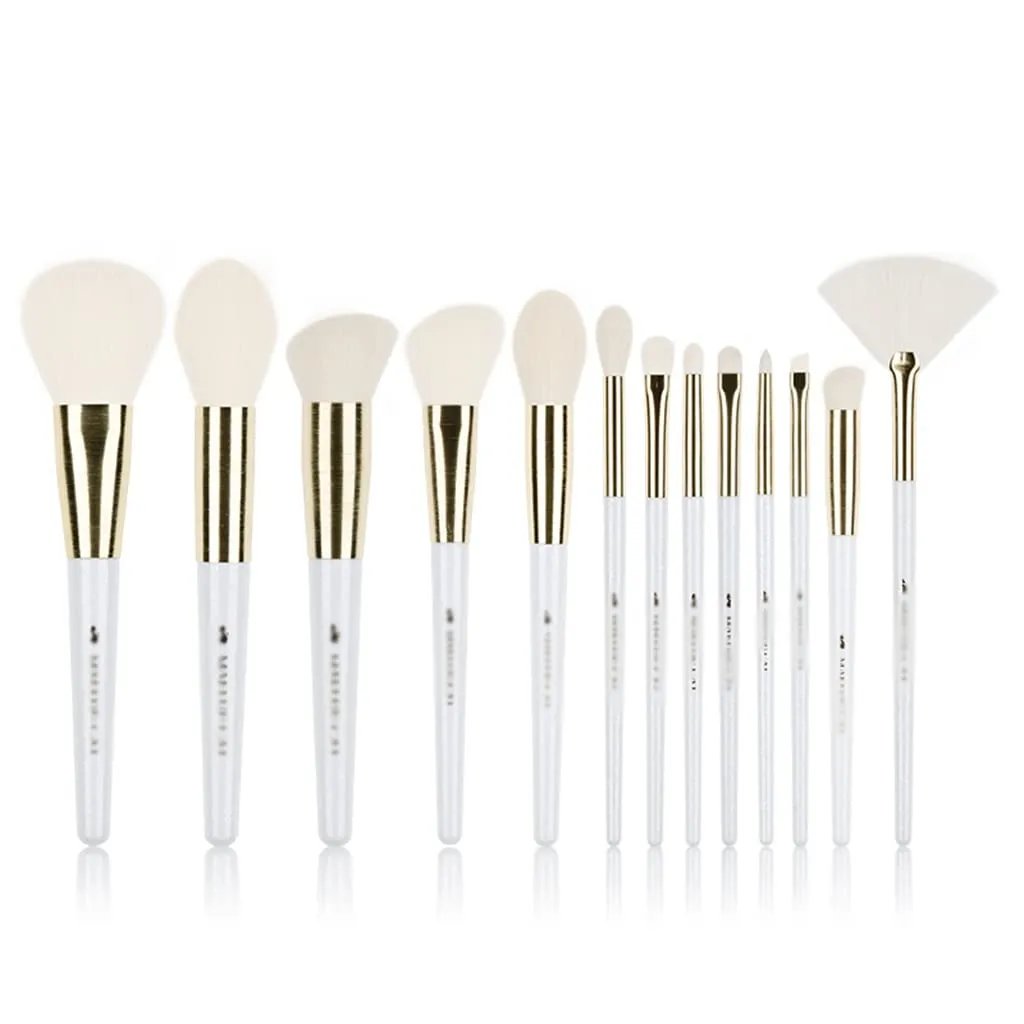 Pearlly White 13Pcs Synthetic Hair Makeup Brushes Set-Chic Beauty Tools-Foundation Powder Eyeshadow