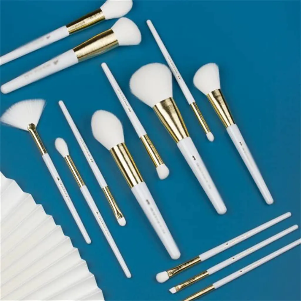 Pearlly White 13Pcs Synthetic Hair Makeup Brushes Set-Chic Beauty Tools-Foundation Powder Eyeshadow