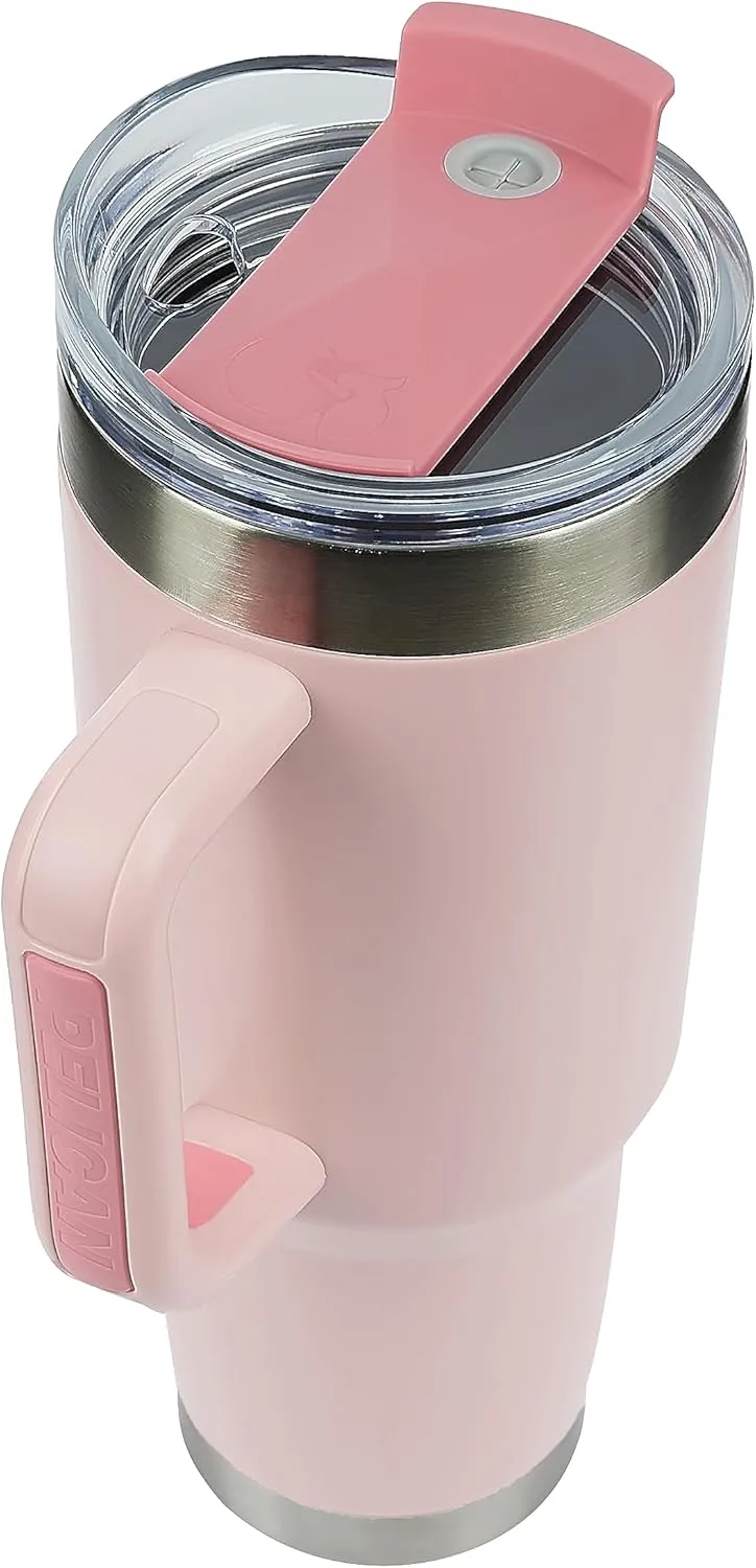 Pelican Hydration Pelican Porter™ 40 oz Vacuum Insulated Tumbler - Recycled Stainless Steel Double Wall Travel with Dual Lid, Powder Coated Insulated Coffee Mug For Hot Cold Drinks, Blush