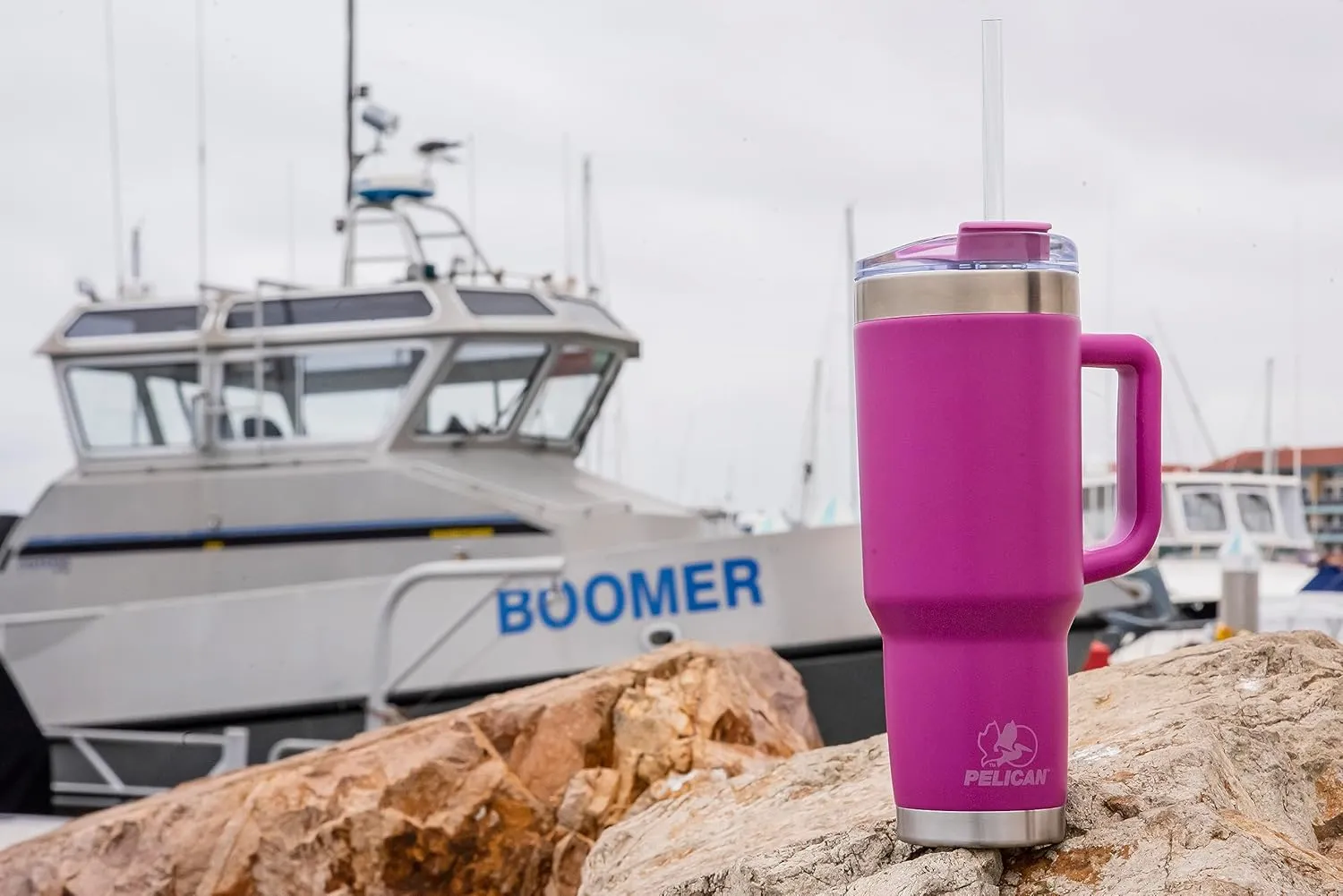 Pelican Hydration Pelican Porter™ 40 oz Vacuum Insulated Tumbler - Recycled Stainless Steel Double Wall Travel with Dual Lid, Powder Coated Insulated Coffee Mug For Hot Cold Drinks, Blush