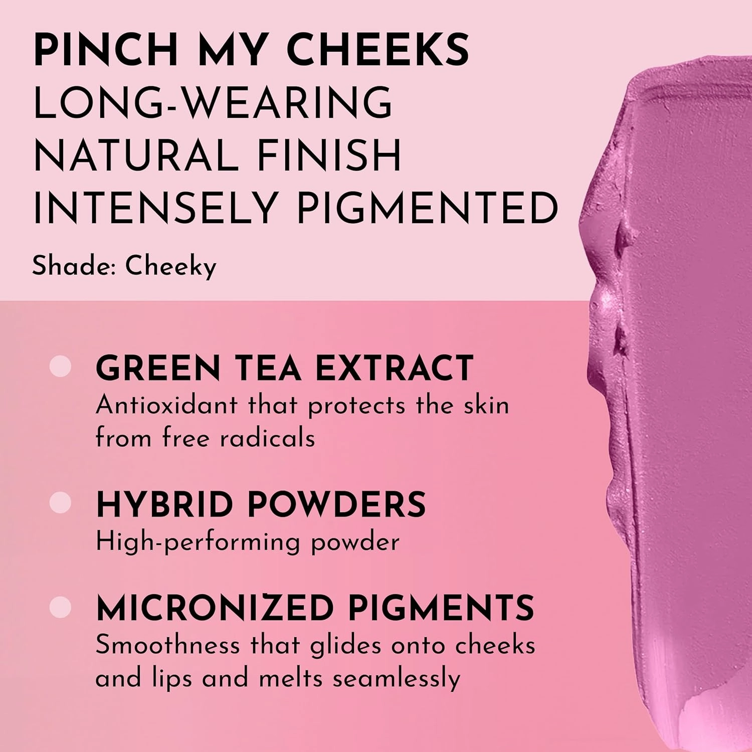 Pinch My Cheeks Soft-Blur Cream Blush - Cheeky - Premium Blush with Natural Ingredients to Re-Energize and Protect the Skin While Imparting a Soft, Cloudy Finish - 0.18 oz