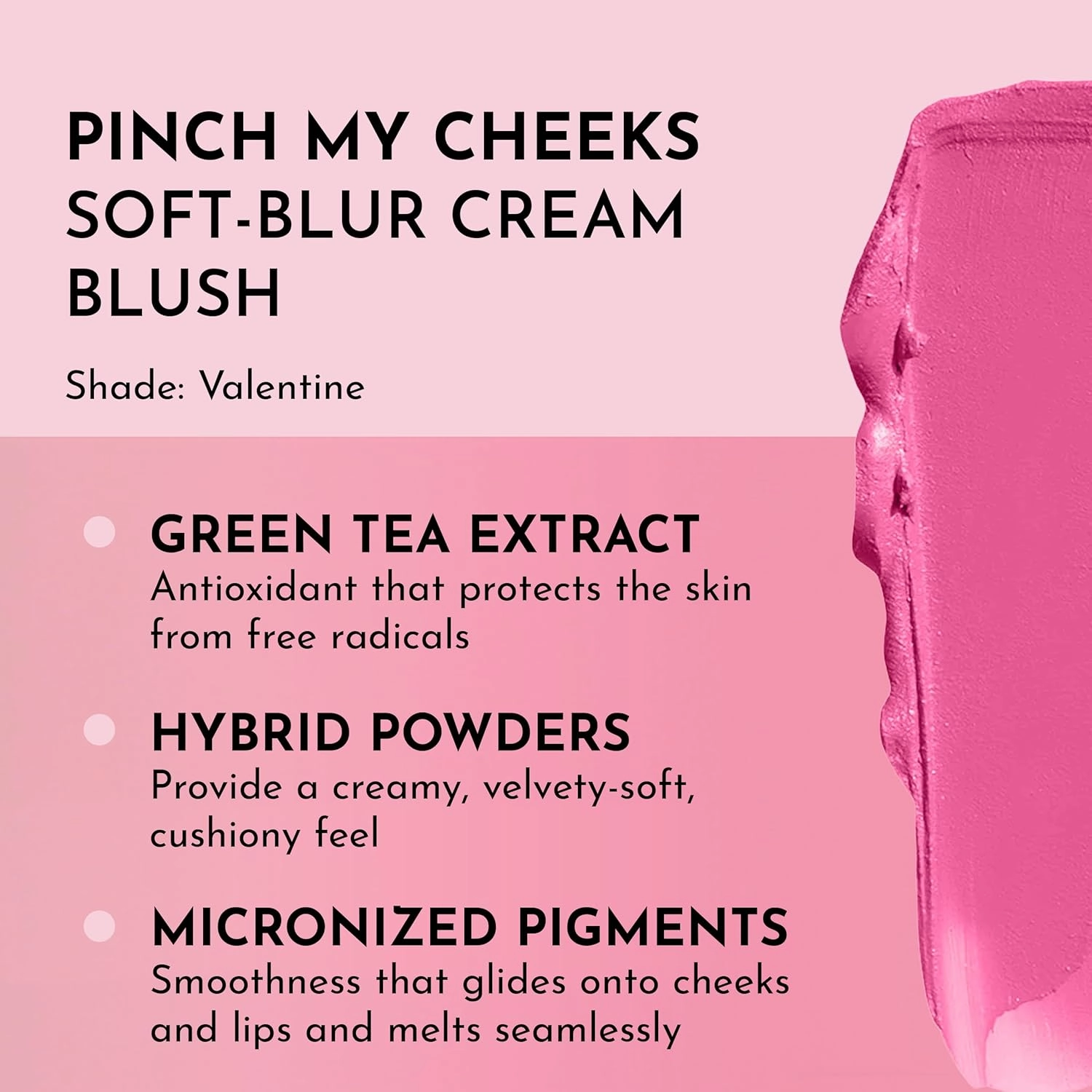 Pinch My Cheeks Soft-Blur Cream Blush - Valentine - Premium Blush with Natural Ingredients to Re-Energize and Protect the Skin While Imparting a Soft, Cloudy Finish - 0.18 oz