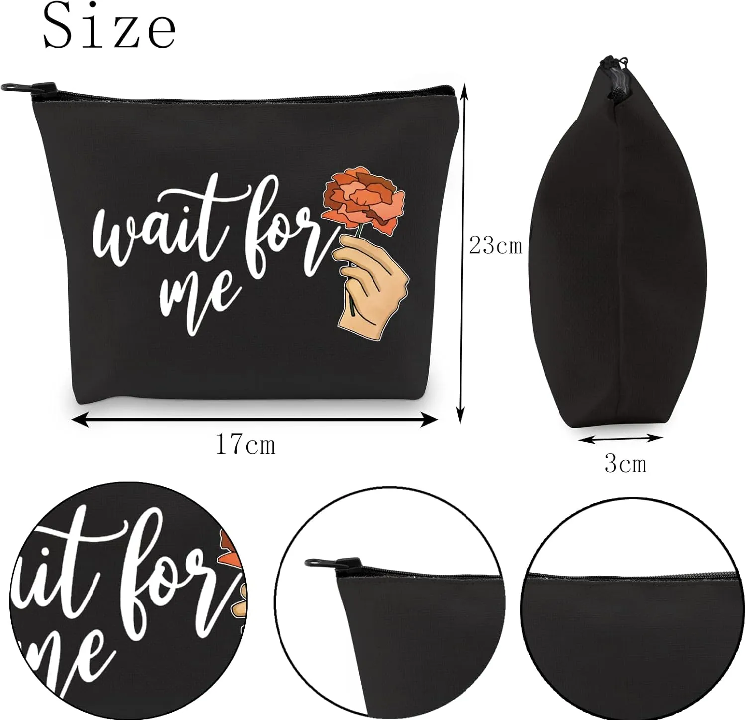 POFULL Musicals Gift Theatre Nerd Gift Musicals Lover Accessories Bag Wait For Me Cosmetic Bag (Black Wait for me bag)