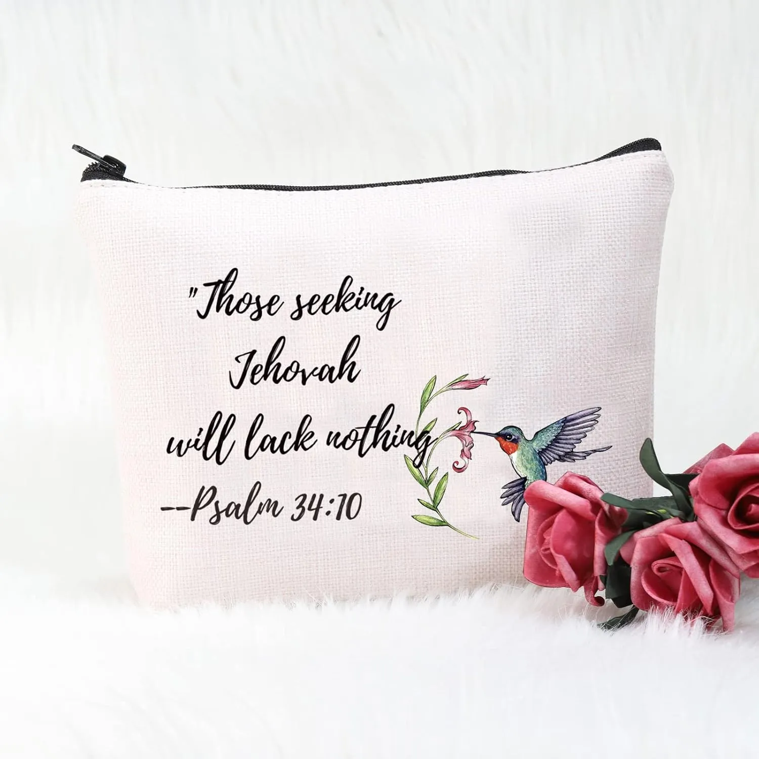 POFULL Pioneer Gift JW Gifts Psalm 34:10 Gift Those seeking Jehovah will lack nothing good Cosmetic Bag (Those seeking Jehovah bag)