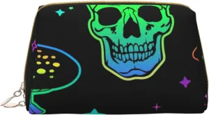 Poisonous Mushrooms And Skulls Makeup Bag Large Makeup Bag Zipper Pouch Travel Cosmetic Organizer For Women