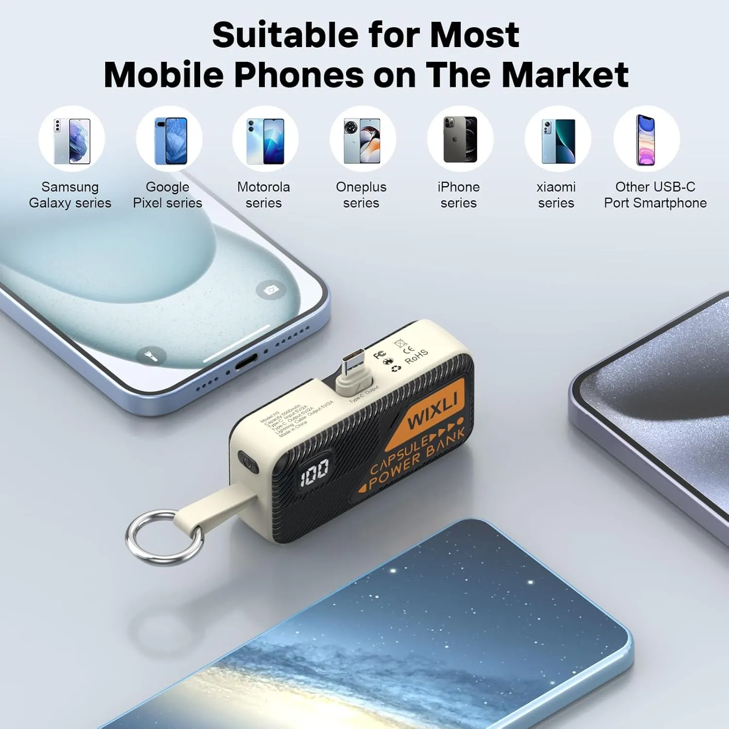 Portable Charger for iPhone 15 16 Power Bank, 5000mAh USB-C Portable Phone Charger with iOS Cable, Mini Battery Pack for iPhone 16 Pro/16 Plus/16 Promax/Android Phone/Samsung/Moto/LG etc