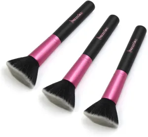 Qtqgoitem 3pcs Soft Flat Headed Mineral Powder Foundation Blending Blush Makeup Cosmetics Brushes Tool (Model: 968 66f 54d 724 16f)