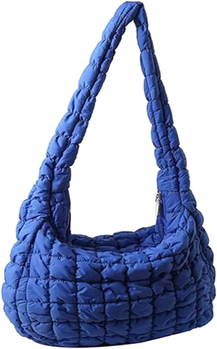 Quilted Tote Bag for Women Puffer Crossbody Bag with Zipper Nylon Hobos Shoulder Bag