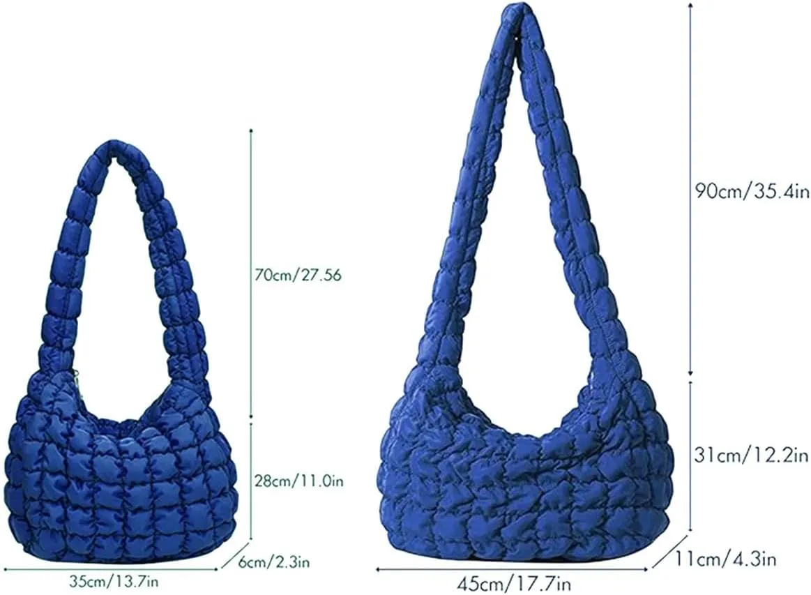 Quilted Tote Bag for Women Puffer Crossbody Bag with Zipper Nylon Hobos Shoulder Bag