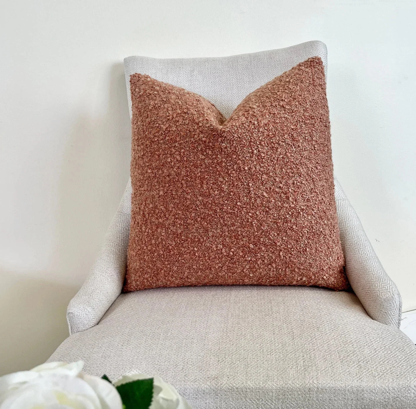 Raspberry Blush Boucle Throw Pillow
