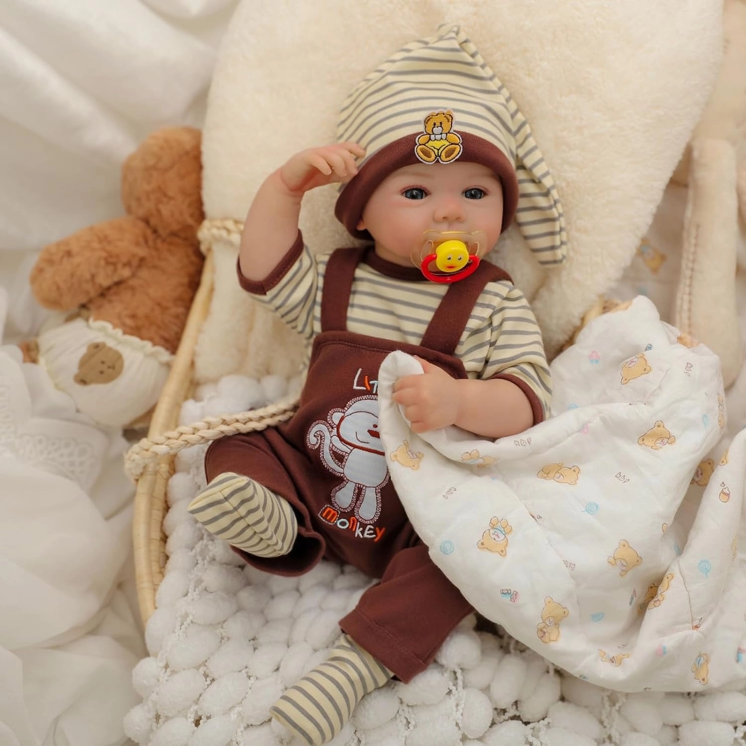 Realistic Reborn Baby Dolls 20" Sweet Smile Lifelike Newborn Baby Doll Full Vinyl Body Poseable Real Life Like Toddler Bebe with Birth Certificate & Feeding Kit Toys Gifts for Kids Age 3 