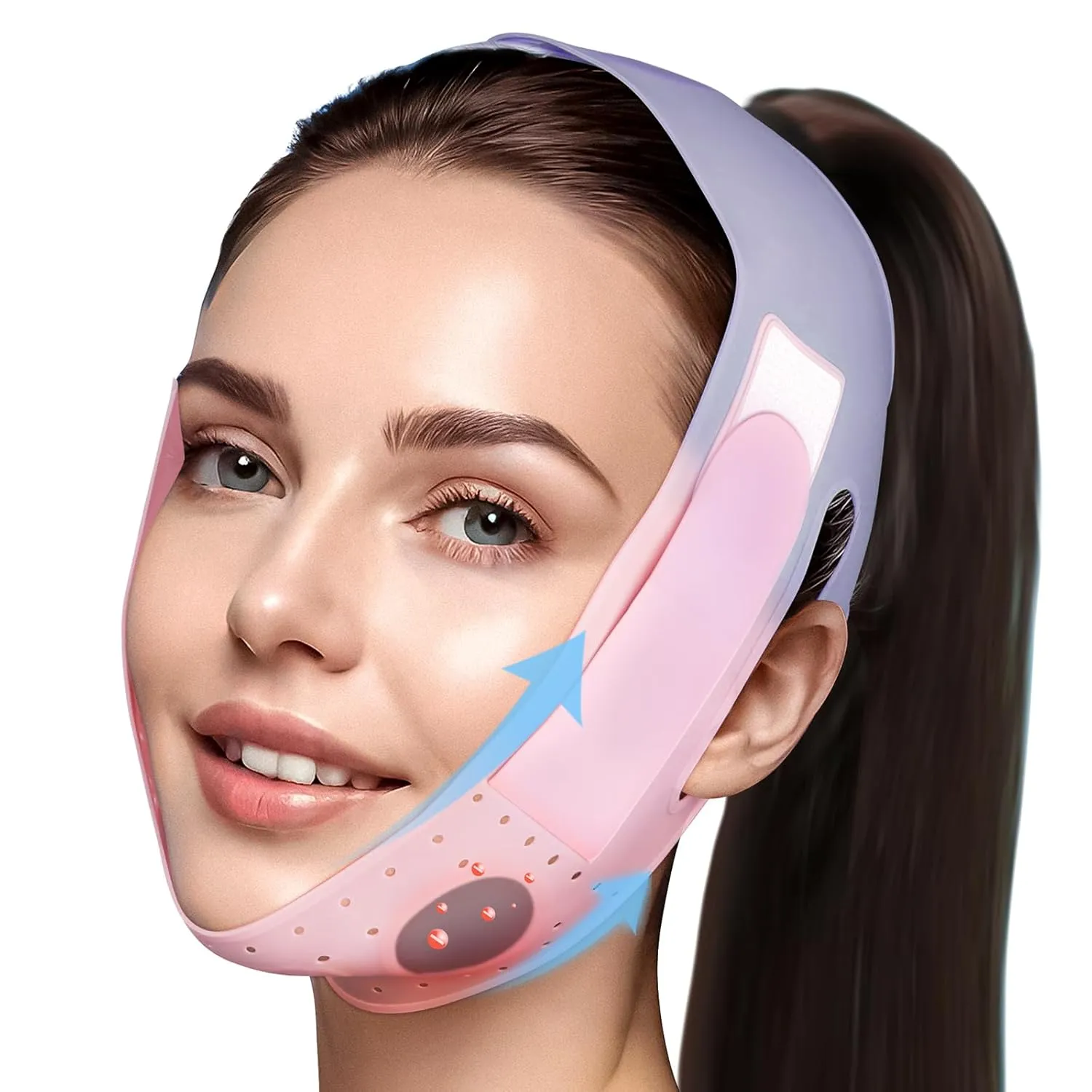 Reusable V Line Silicone Face Strap, Soft Silicone Chin Strap for Women 23-27 Inches (Blush) (blush)