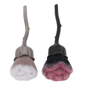 Rose Makeup Brush 2Pcs Soft Nail Dust Brush Face Powder Blush Brush for Daily Makeup and Manicure
