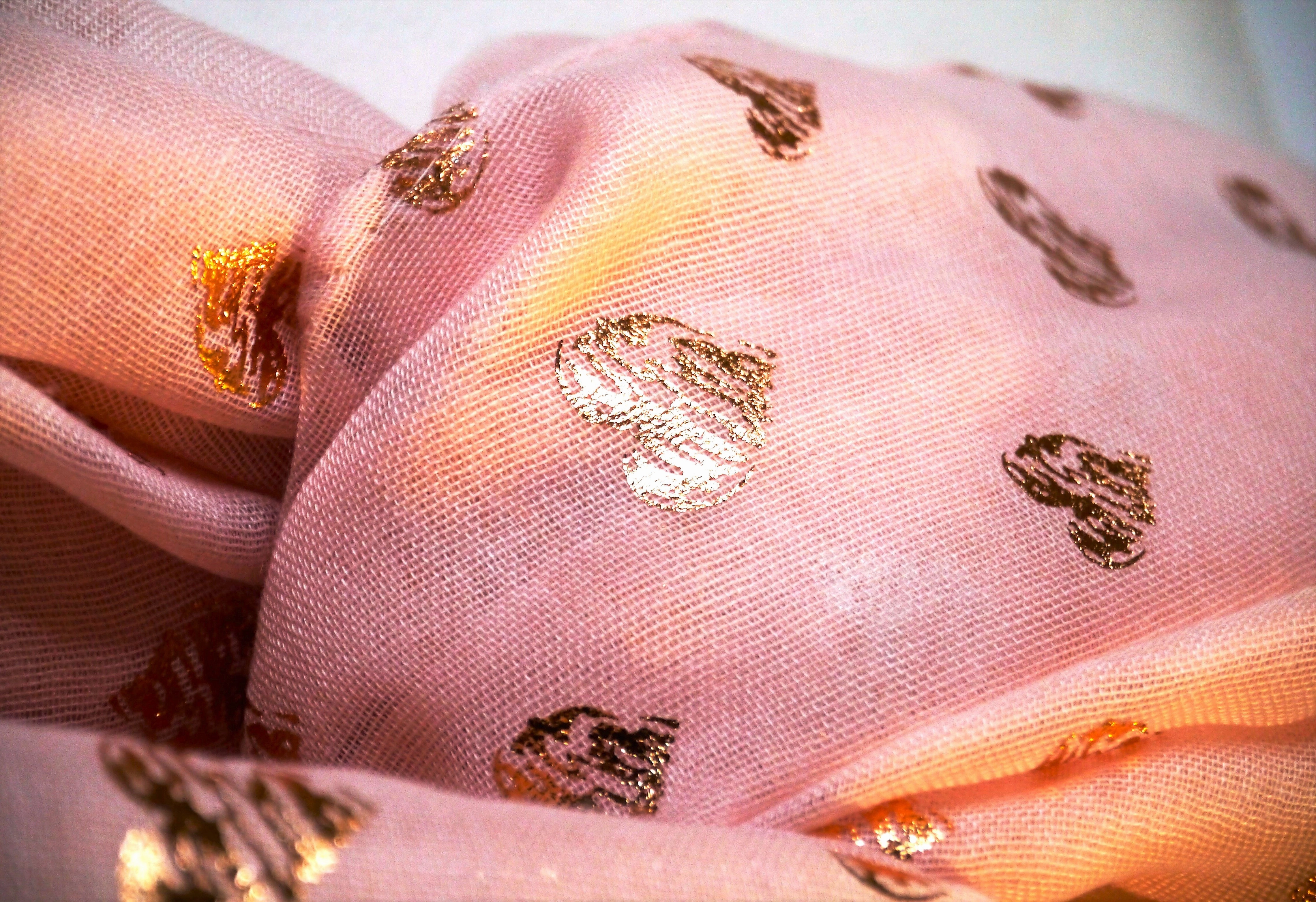 Rose Gold Sketched Heart Foiled Scarf