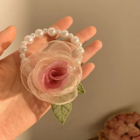 Rosette Pearls Hair Tie
