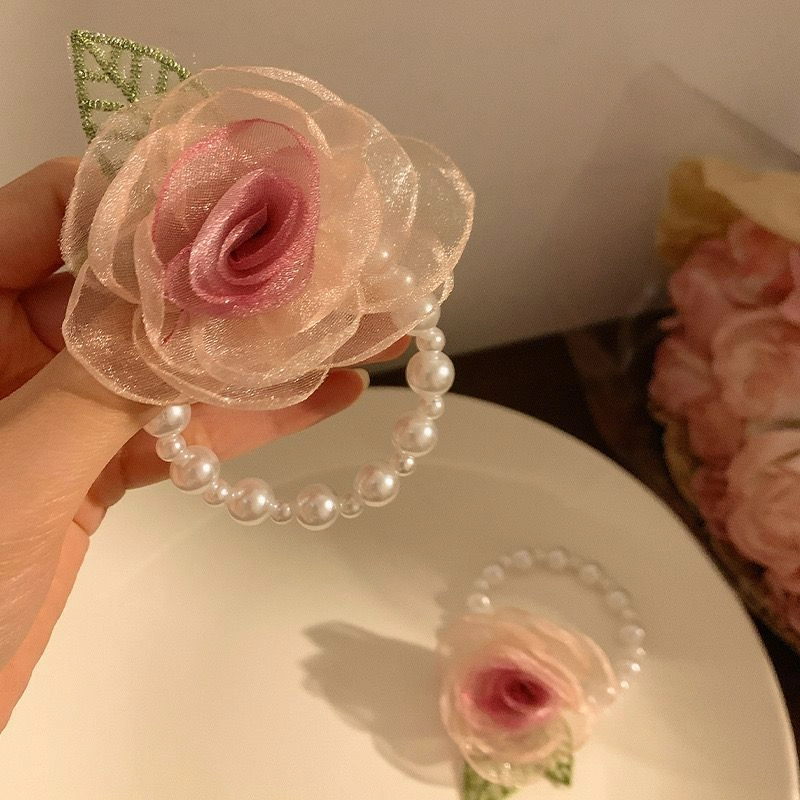 Rosette Pearls Hair Tie