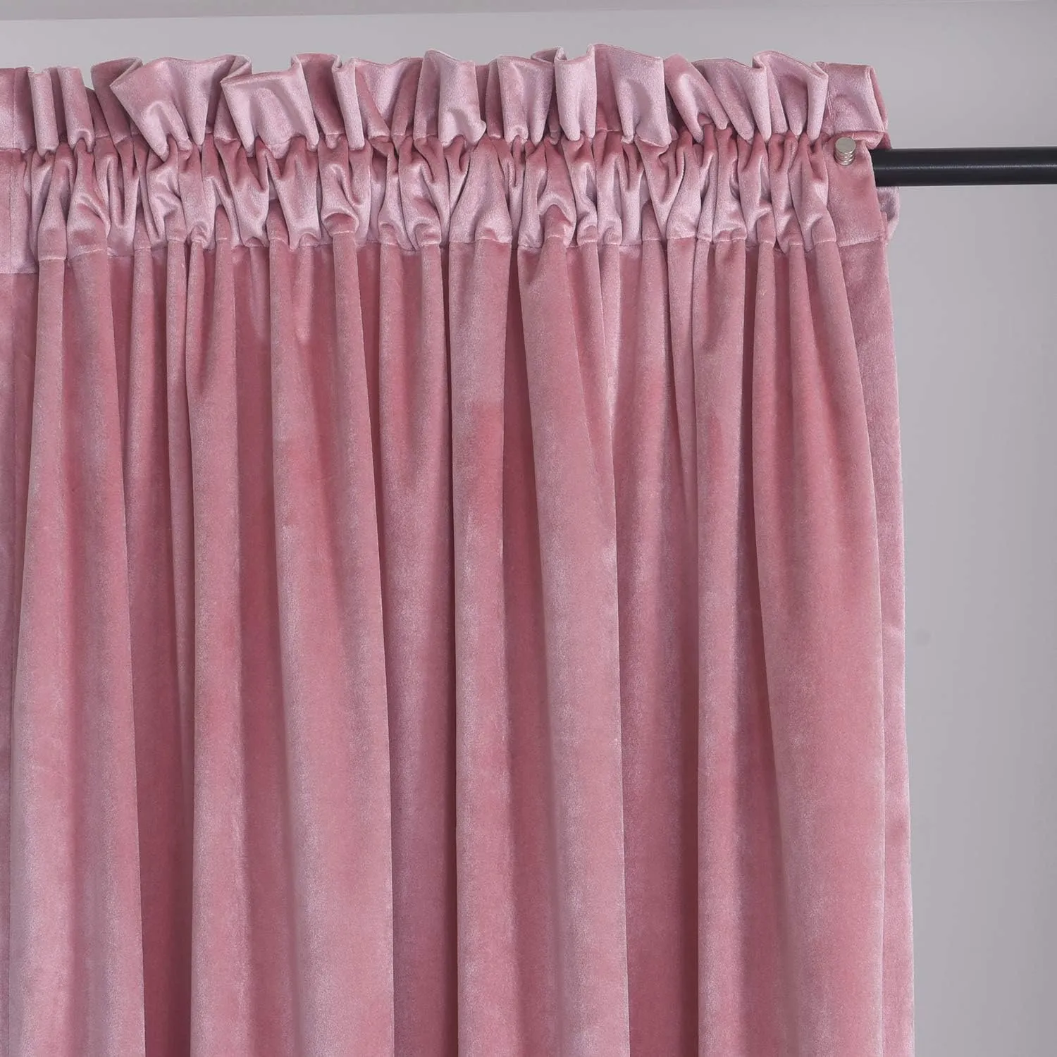 Roslynwood Velvet Curtain Panels Blush Window Super Soft Luxury Drapes for Bedroom Thermal Insulated Rod Pocket Curtain for Living Room (2 Panels, 52 by 108 Inch)