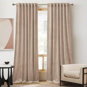 RYB Home Blush Velvet Curtains 84 inches - Room Darkening Curtains for Nursery, Bedroom Window Panels Soft Drapes for Kids Dining Room, Wide 52 x Long 84, Blush, 2 Panels