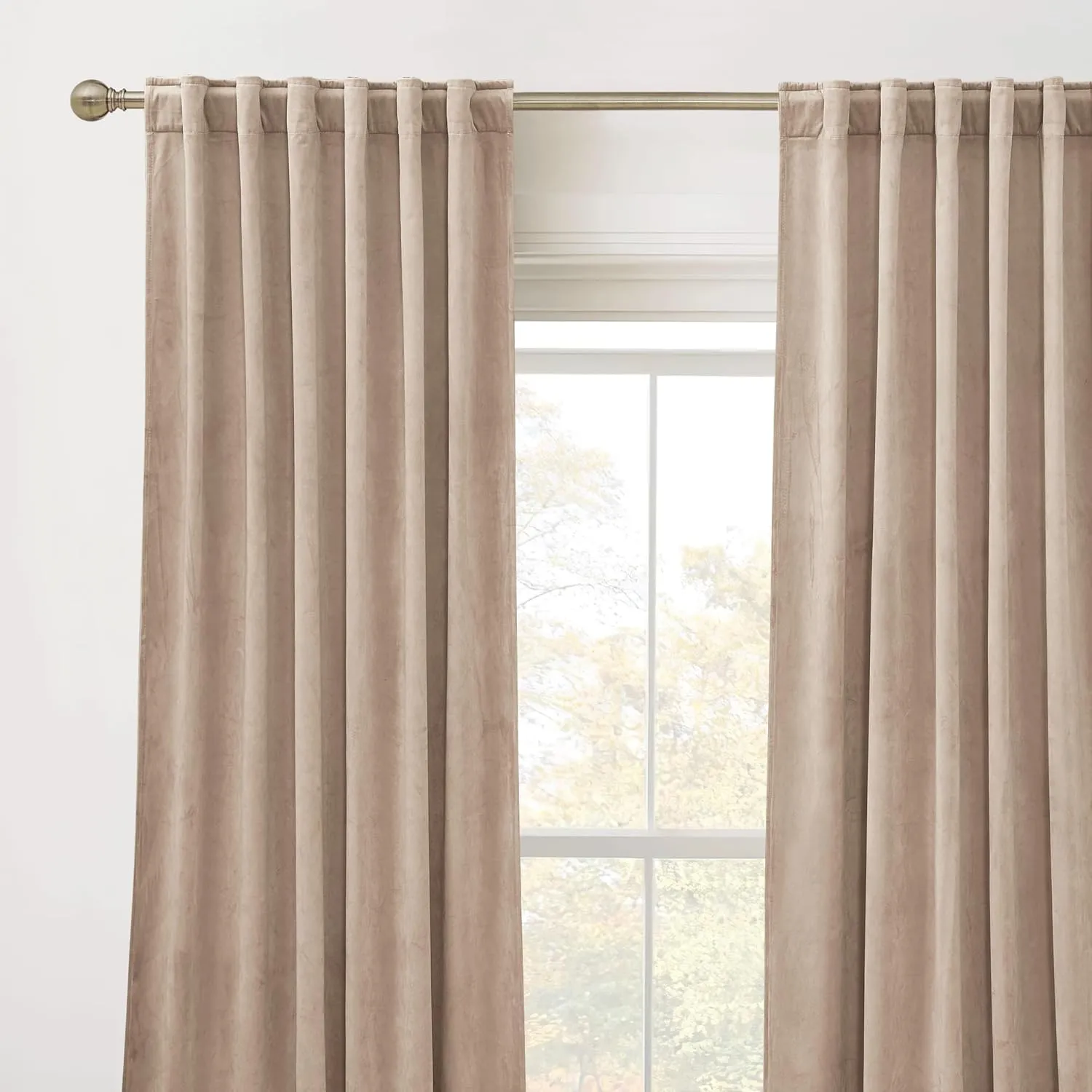 RYB Home Blush Velvet Curtains 84 inches - Room Darkening Curtains for Nursery, Bedroom Window Panels Soft Drapes for Kids Dining Room, Wide 52 x Long 84, Blush, 2 Panels