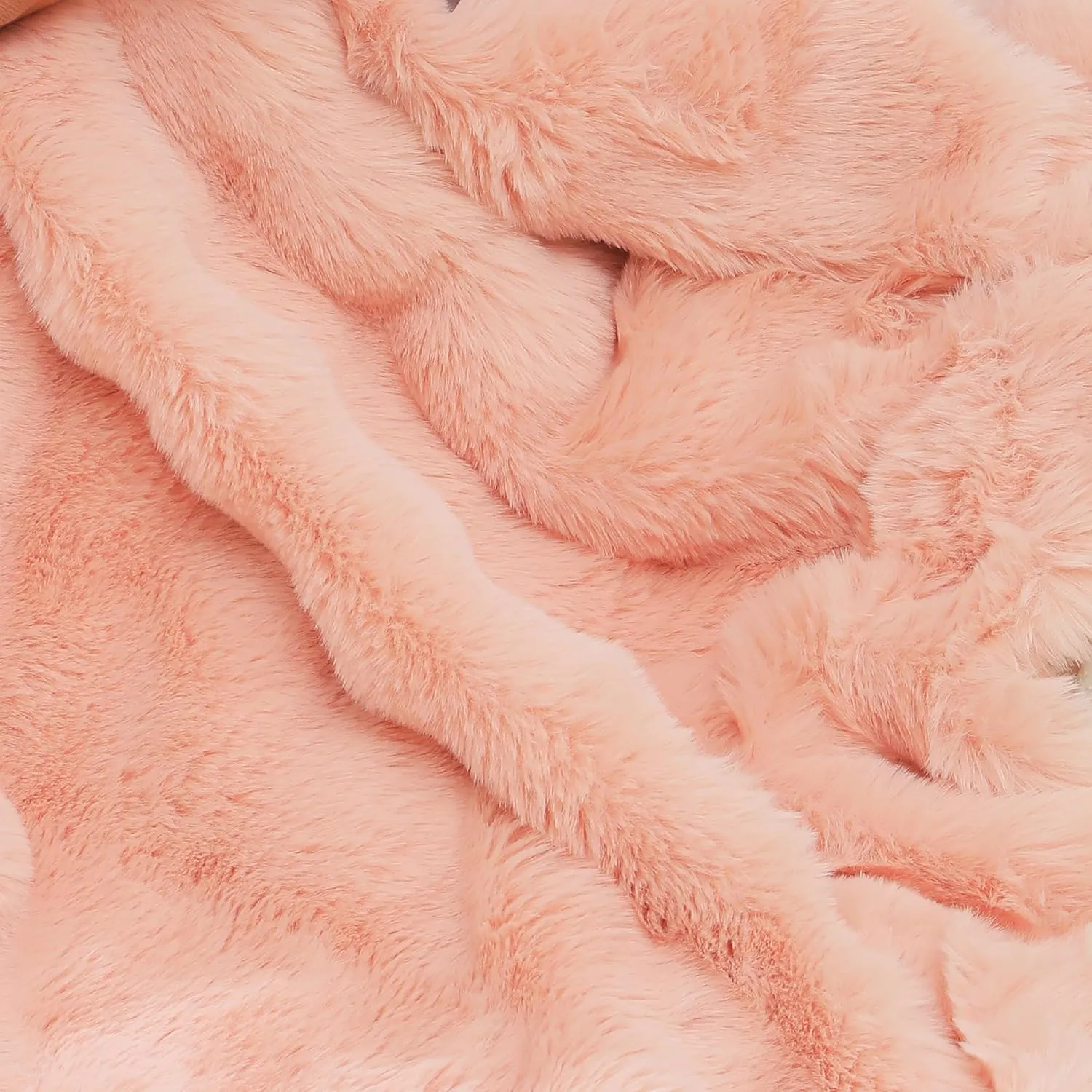 RYNGHIPY Faux Rabbit Fur Bed Throws, Fluffy Warm Throw Blanket for Sofa Couch, Soft Plush Decorative Blanket Thick and Heavy, Cute Bubble Furry Blanket (Blush, 51''x63'')