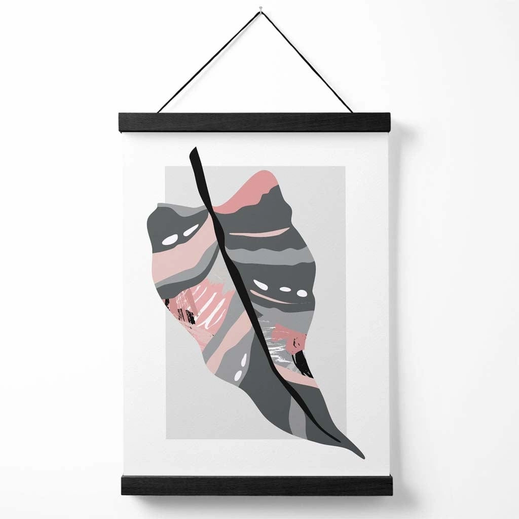 Rynx | Tropical Palm Gray And Pink Boho Botanical Poster With Hanging