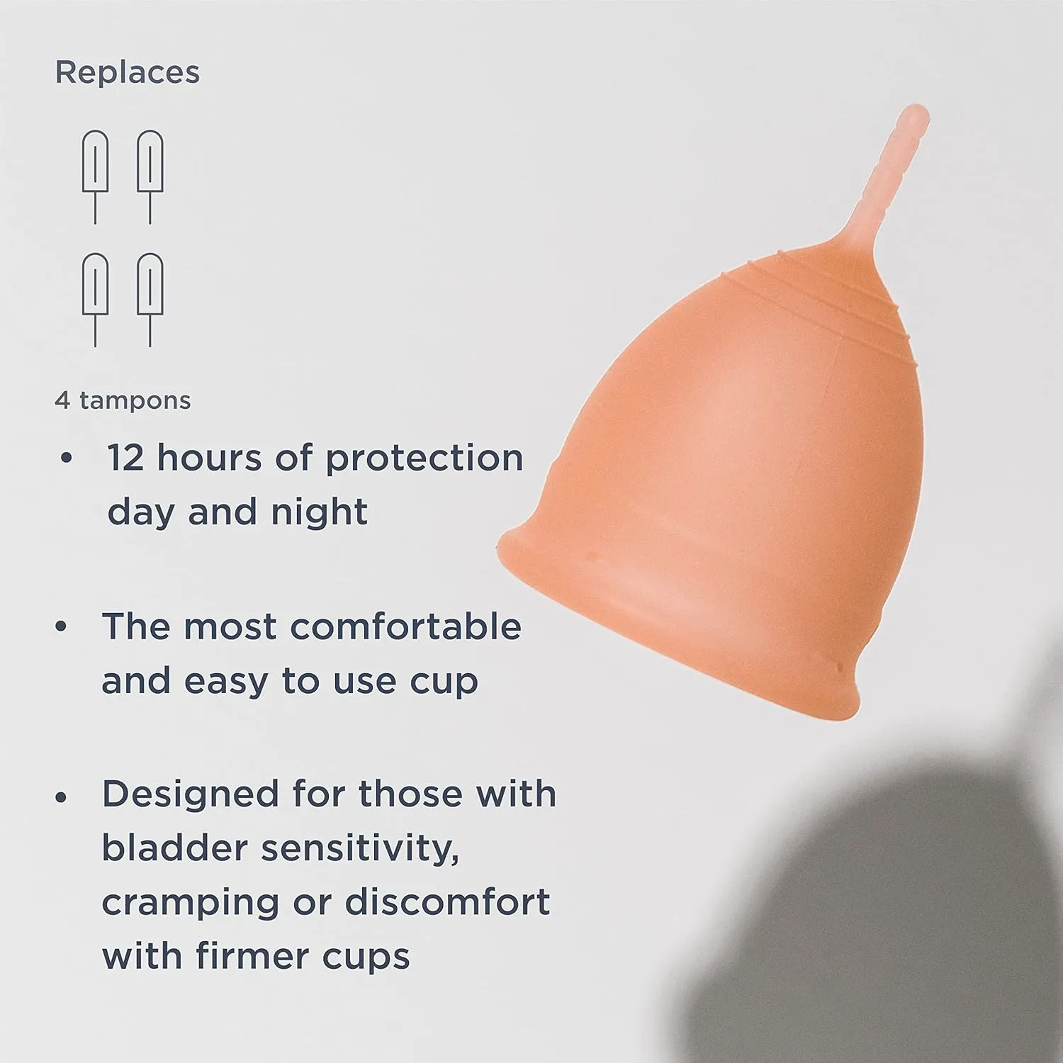 Saalt Soft Menstrual Cup – Reusable Period Cup – Made for Comfortable, Leak-Free Protection Up to 12 Hours – BPA & Latex Free – Includes Cup & Carry Bag (Regular, Desert Blush)