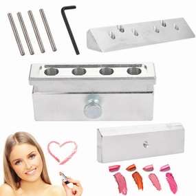 Semme DIY Lipstick, Aluminum Alloy Lip Balm Holder Cosmetic Lipstick Making Kits Lip Gloss Balm Fill Maker Molding Tools(4 Hole Three Use)