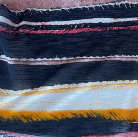 Serrated Irregular Striped Cotton Tissue Jersey Knit (Made in Japan)
