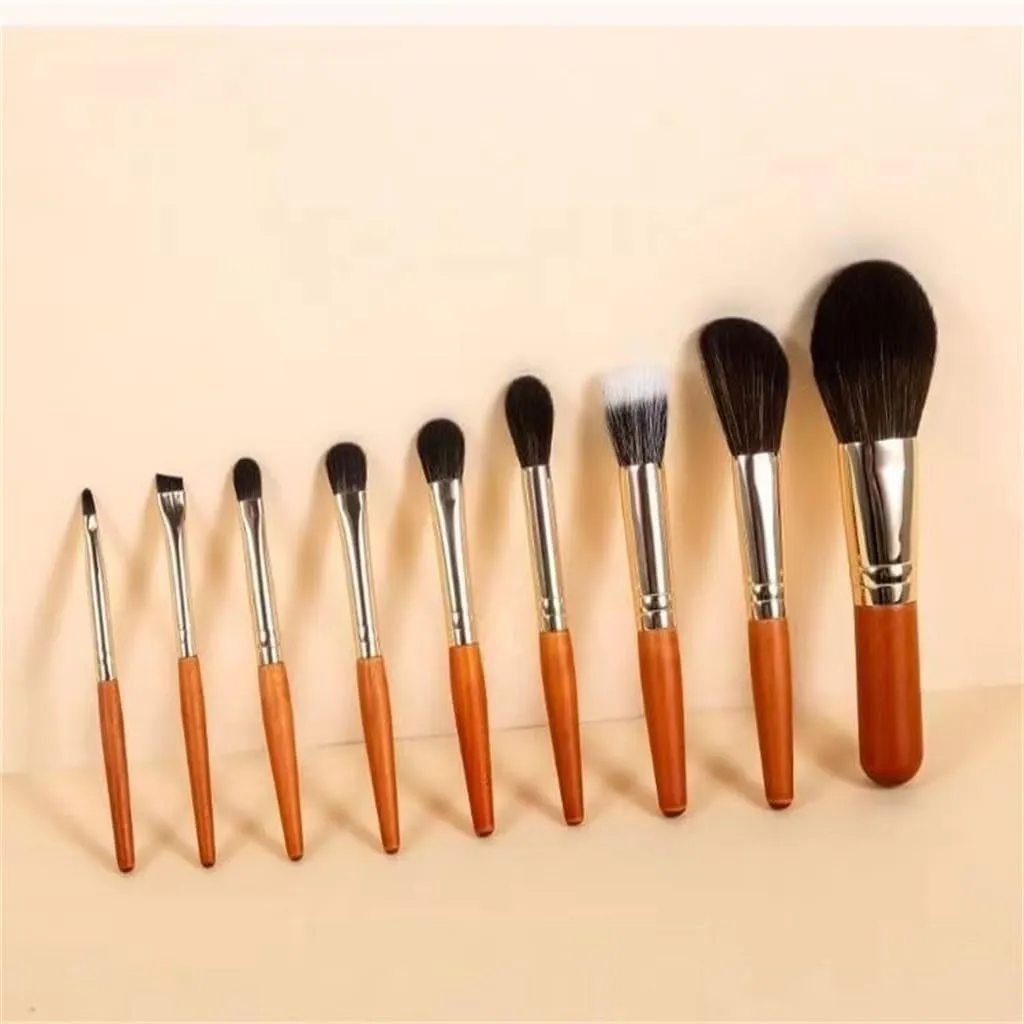 Set of 9 Cosmetic Brushes Portable Travel Mini Makeup Brushes Super Soft Loose Powder Brushes Makeup Tools