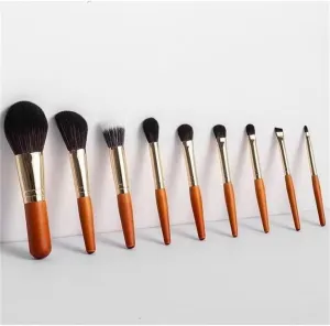 Set of 9 Cosmetic Brushes Portable Travel Mini Makeup Brushes Super Soft Loose Powder Brushes Makeup Tools