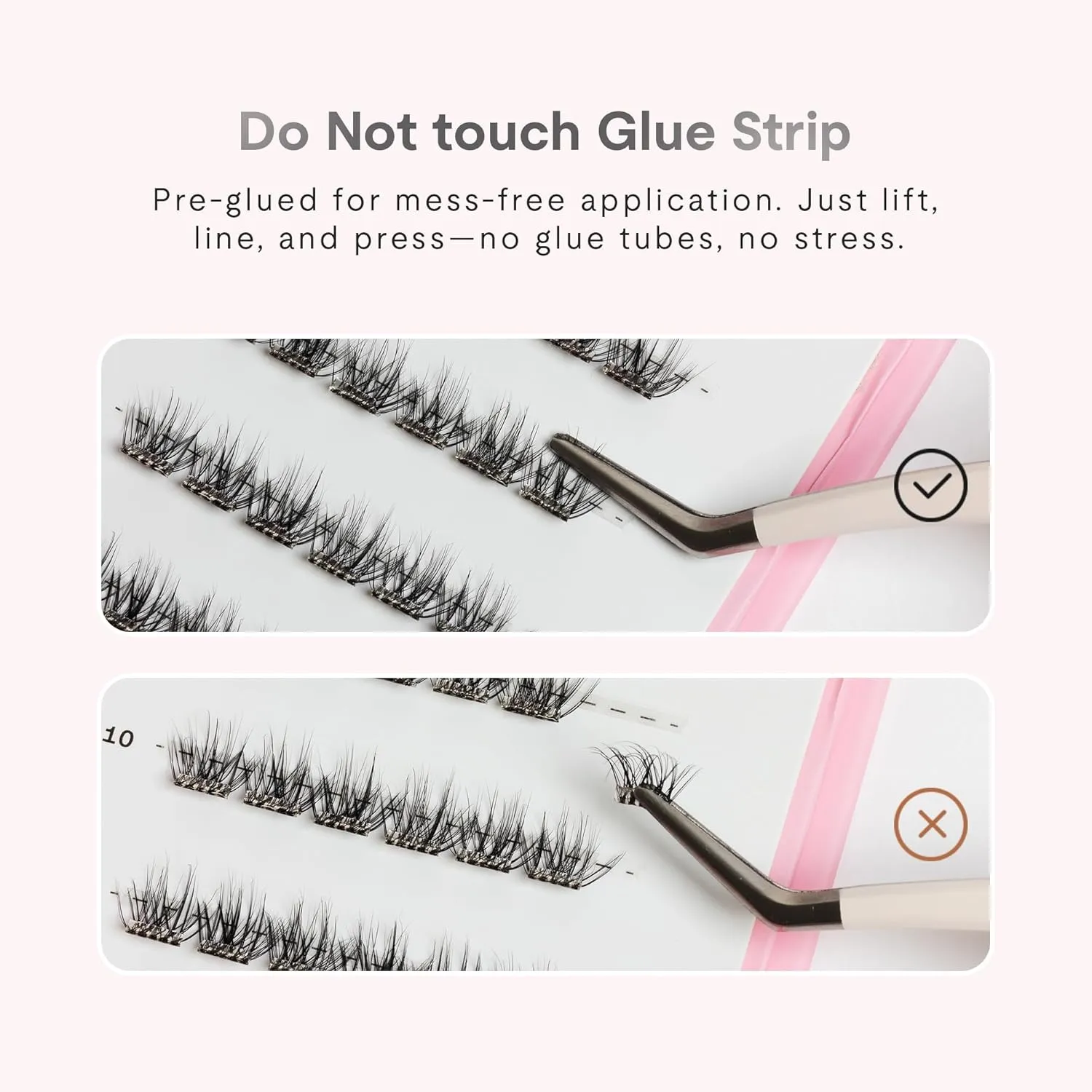 Silly George Single-Size Pop-On Lashes - DIY 1-Step Pre-Glued Faux Eyelash Cluster Kit, Natural Look Extensions, Pack of 24 Individual Clusters, Black - Blush, 10mm