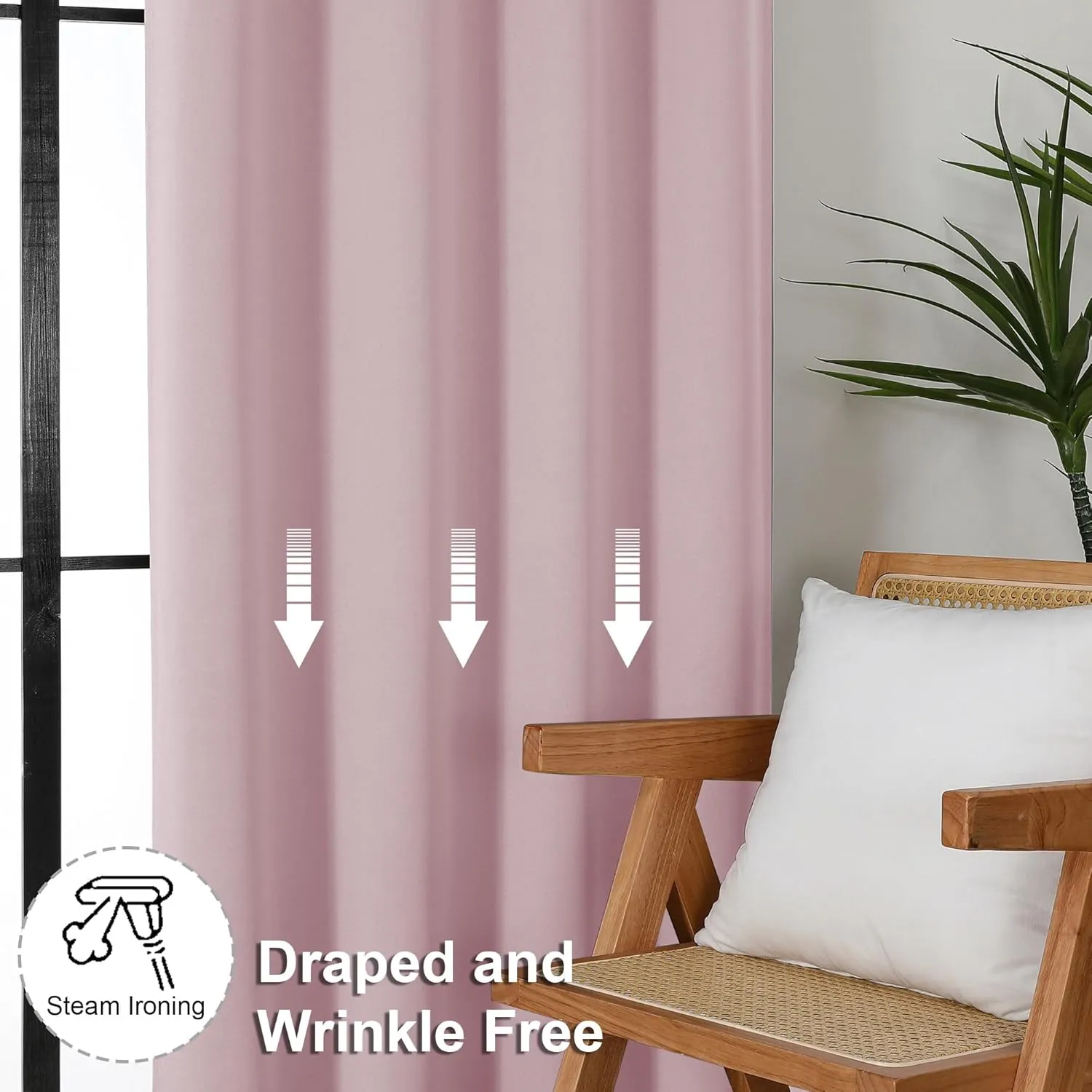 Simplebrand Ava Blush Blackout Curtains for Bedroom 63 Inch Length 2 Panels Set, Nursery Thermal Insulated Energy Saving Rod Pocket Window Treatment Curtains Blackout Drapes, W40 x L63 Inch, Blush