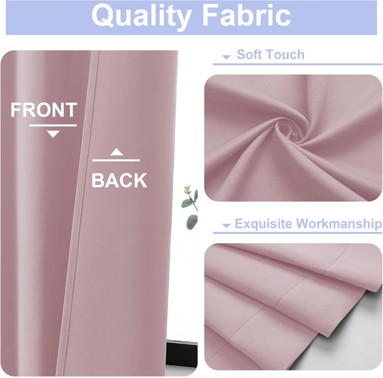 Simplebrand Ava Blush Blackout Curtains for Bedroom 63 Inch Length 2 Panels Set, Nursery Thermal Insulated Energy Saving Rod Pocket Window Treatment Curtains Blackout Drapes, W40 x L63 Inch, Blush