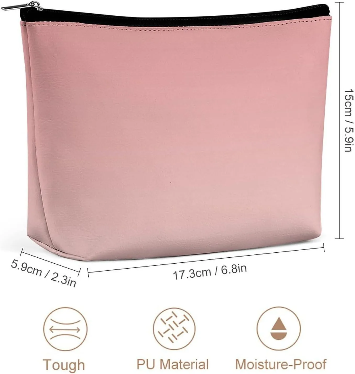 Small Cosmetic Bag, Rose Blush Ombre Makeup Bags Elegant Roomy Pouch for Women,Travel Toiletry Accessories Organizer