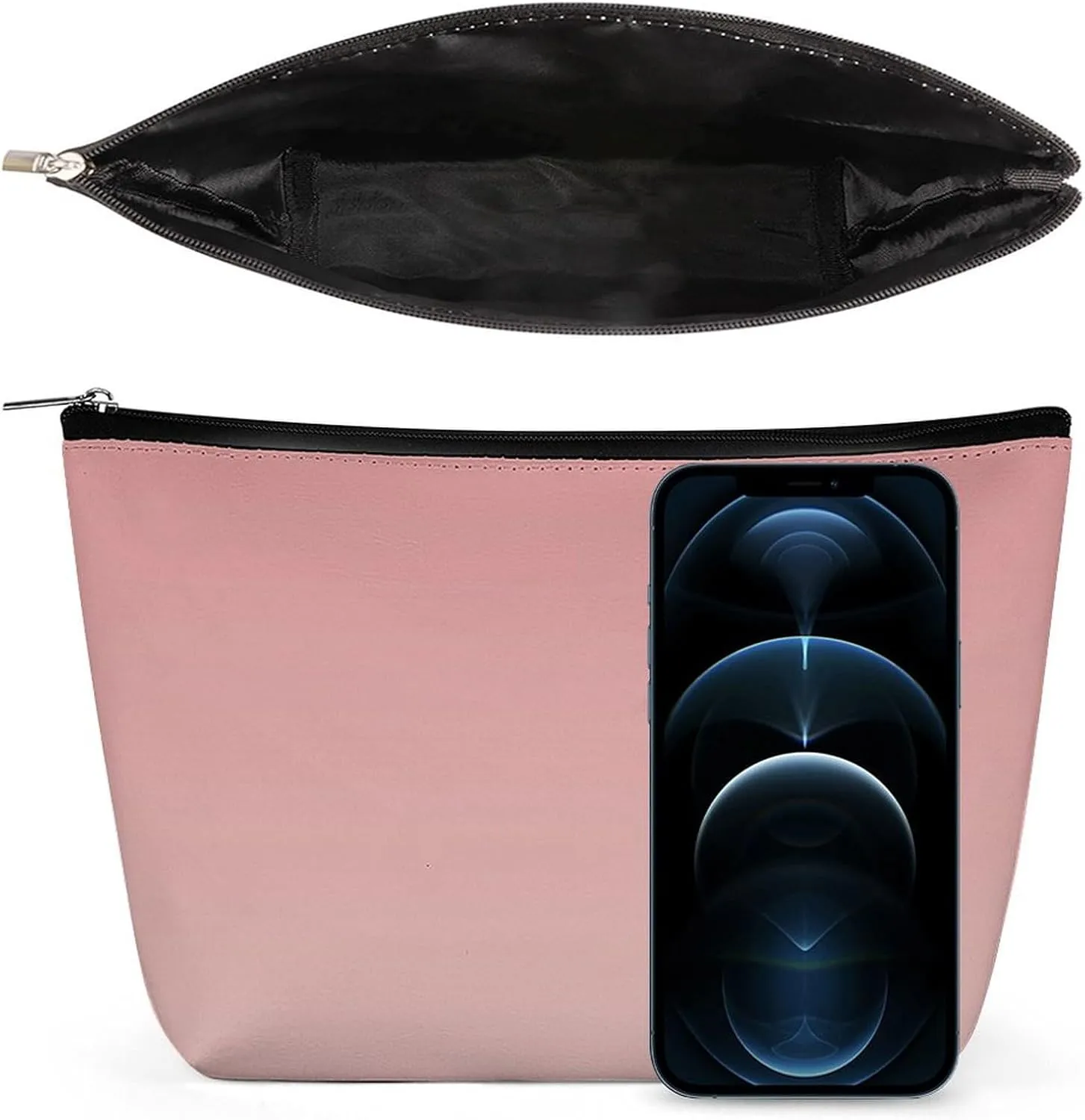 Small Cosmetic Bag, Rose Blush Ombre Makeup Bags Elegant Roomy Pouch for Women,Travel Toiletry Accessories Organizer