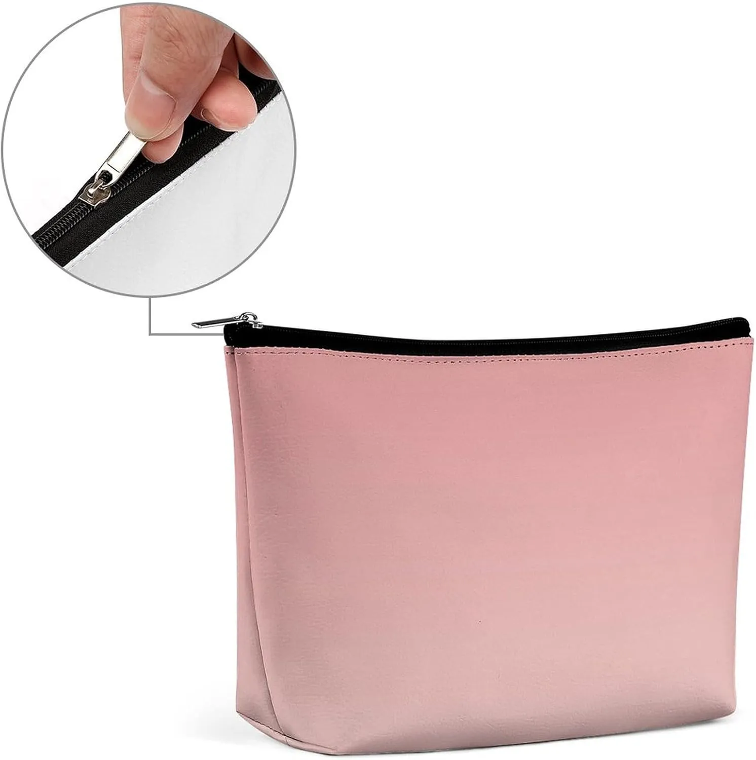 Small Cosmetic Bag, Rose Blush Ombre Makeup Bags Elegant Roomy Pouch for Women,Travel Toiletry Accessories Organizer