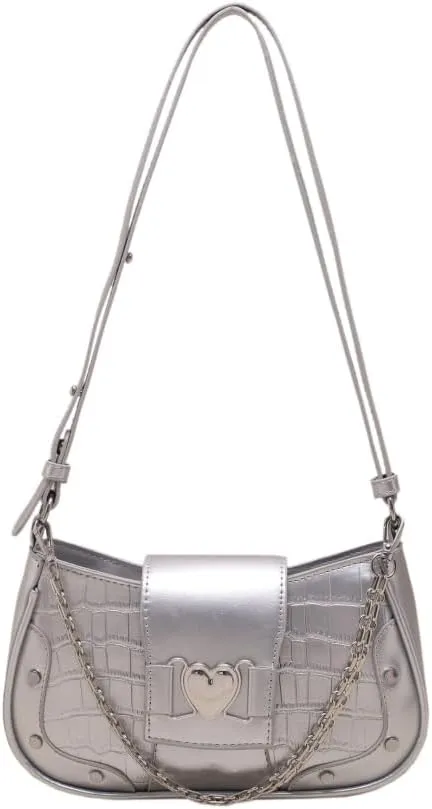 Small Shoulder Bag for Women Classic Design Bag Underarm Purse Stylish Handbag with Zipper Closure and Chain Strap