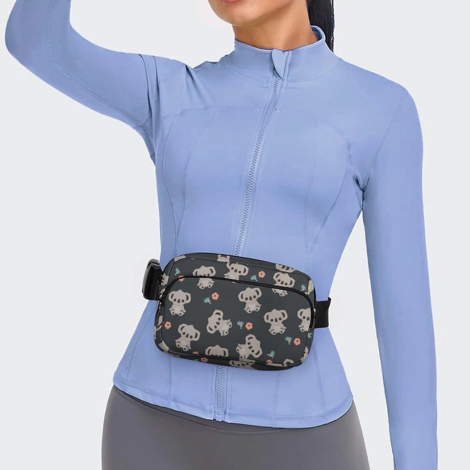 Small Fanny Pack Crossbody Waist Pouch with Adjustable Strap, Large Capacity & Water Resistant Waist Pack Floral Cute Cartoon Koala Belt Bag for Hiking Running Travel Cycling