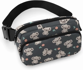 Small Fanny Pack Crossbody Waist Pouch with Adjustable Strap, Large Capacity & Water Resistant Waist Pack Floral Cute Cartoon Koala Belt Bag for Hiking Running Travel Cycling