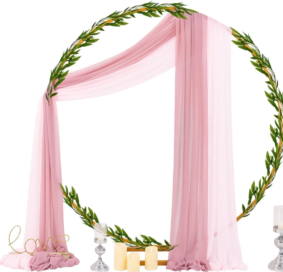 Socomi Wedding Arch Draping Fabric 29" x 20Ft 2 Panels Dusty Rose and Blush Pink Sheer Outdoor Curtain Drapes Extra Long for Wedding Ceremony Birthday Party Decoration