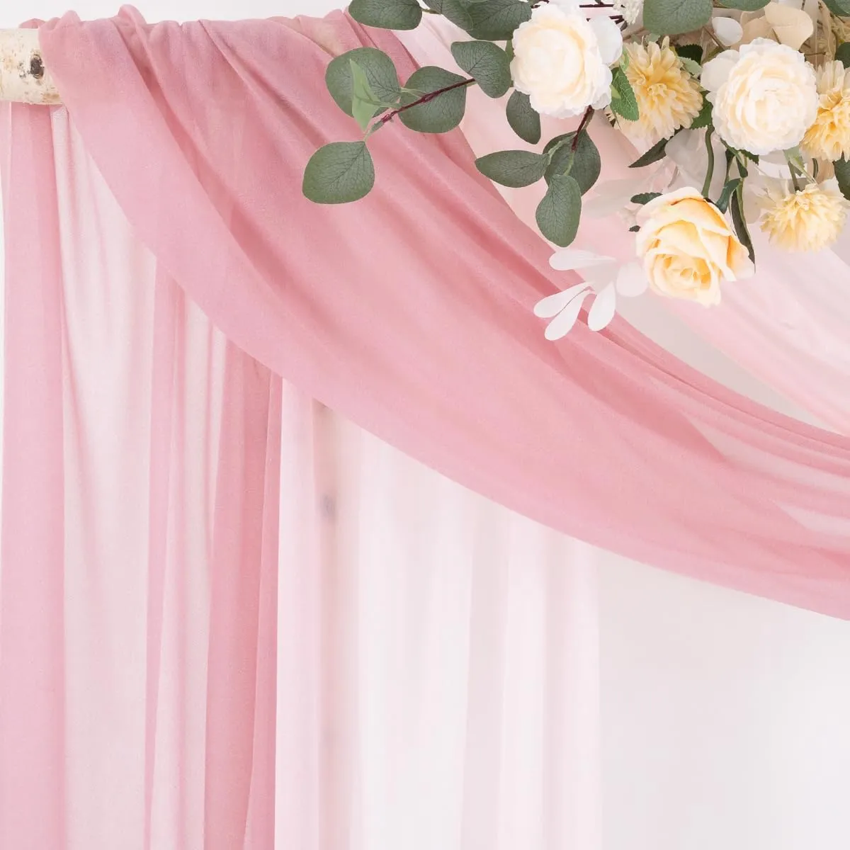 Socomi Wedding Arch Draping Fabric 29" x 20Ft 2 Panels Dusty Rose and Blush Pink Sheer Outdoor Curtain Drapes Extra Long for Wedding Ceremony Birthday Party Decoration