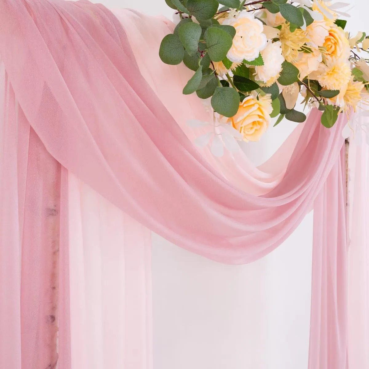 Socomi Wedding Arch Draping Fabric 29" x 20Ft 2 Panels Dusty Rose and Blush Pink Sheer Outdoor Curtain Drapes Extra Long for Wedding Ceremony Birthday Party Decoration
