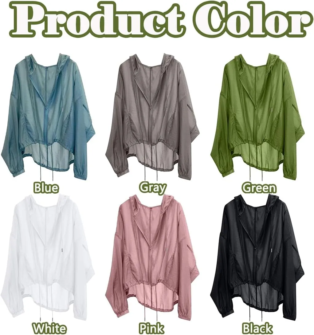 Solid Full Zip UPF 50  Sun Protection Top Shirt, UV Lightweight Long Sleeve Hoodie Casual Loose Fit Jacket With Pocket
