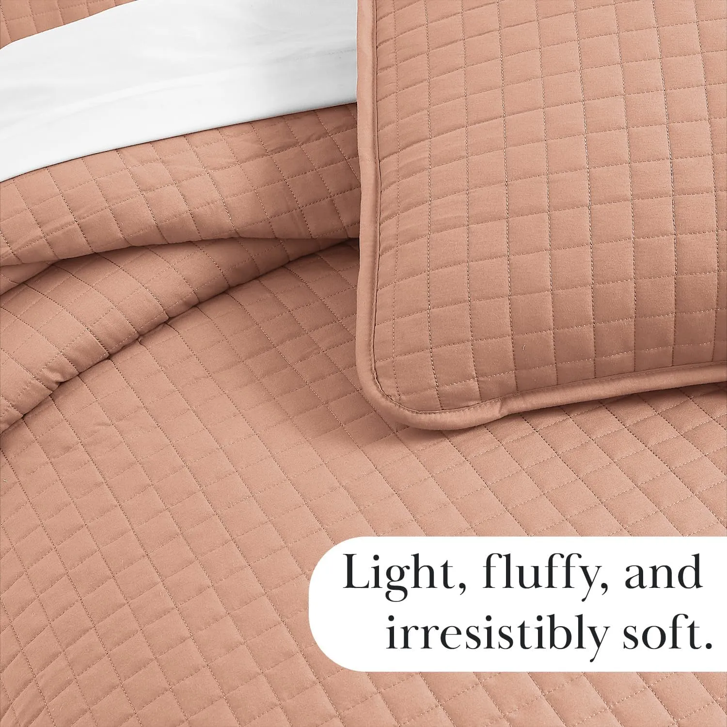 Southshore Fine Living, Inc. Oversized King Quilt Set, Blush Pink Quilt Bedspread with 2 Matching Pillow Shams, Machine Washable Cal/King Quilts, Hotel Quality Bedding, Soft & Cozy Coverlet, Blush