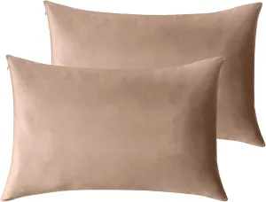 StangH Soft Velvet Pillowcase Bed Pillow Cover for Hair and Skin, Queen Size (Blush Beige, 20 x 30 inches) Luxury Warm Pillow Cover with Hidden Zipper Set of 2
