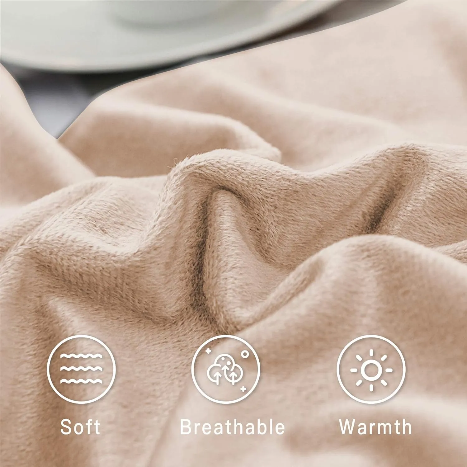 StangH Soft Velvet Pillowcase Bed Pillow Cover for Hair and Skin, Queen Size (Blush Beige, 20 x 30 inches) Luxury Warm Pillow Cover with Hidden Zipper Set of 2
