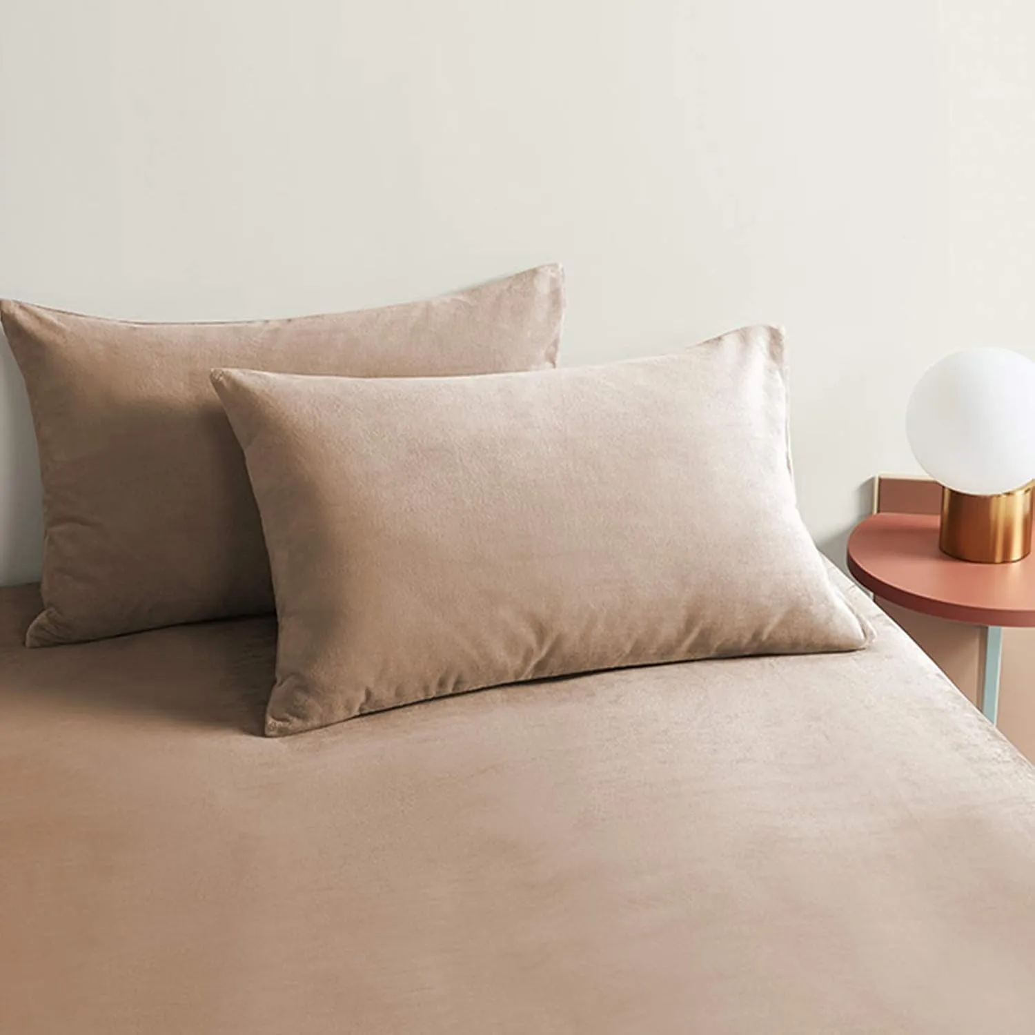 StangH Soft Velvet Pillowcase Bed Pillow Cover for Hair and Skin, Queen Size (Blush Beige, 20 x 30 inches) Luxury Warm Pillow Cover with Hidden Zipper Set of 2